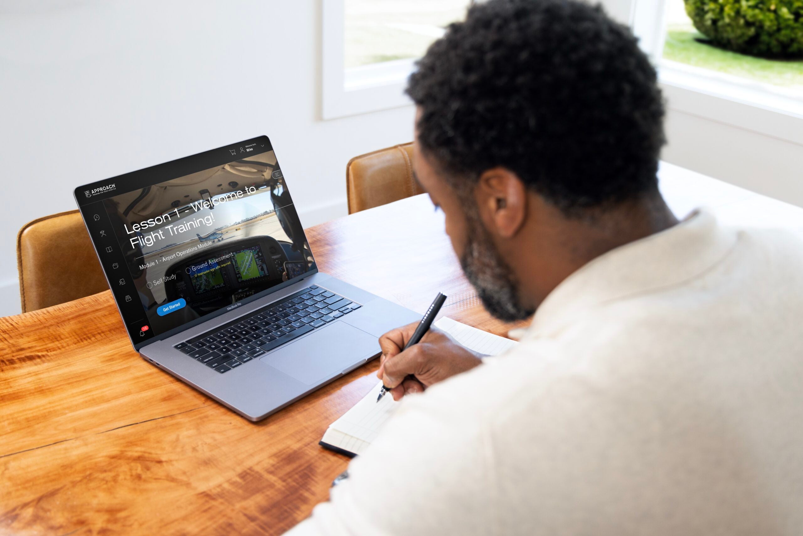 A man studying aviation